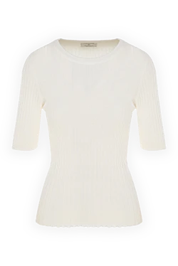 Silk and cotton jumper for women white