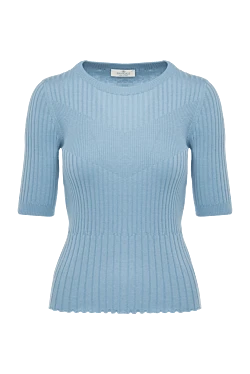 Women's blue silk and cotton jumper