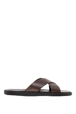 Flip flops made of genuine leather brown for men