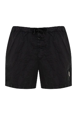 Black polyamide beach shorts for men