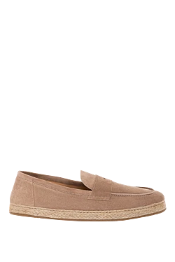 Beige suede loafers for men