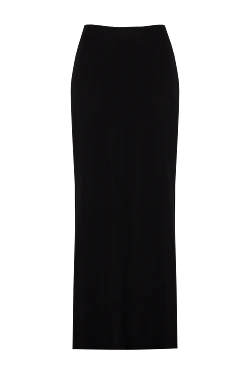 Maxi skirt made of viscose and linen for women black