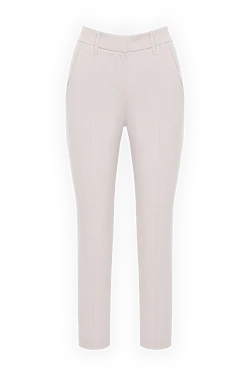 Beige cotton and elastane pants for women