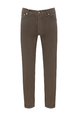 Brown cotton and elastane jeans for men