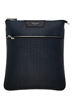Men's black bag made of textured genuine leather