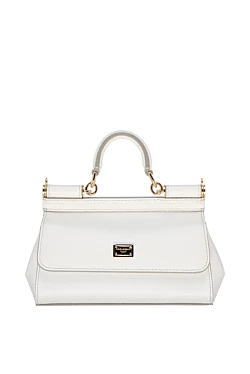 Women's white genuine leather bag