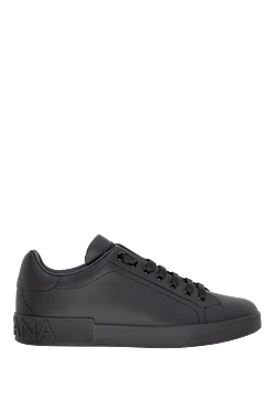 Men's black leather sneakers