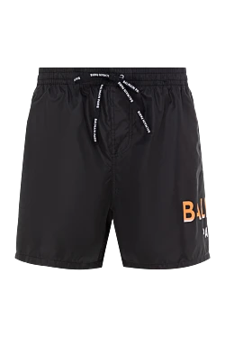 Men's black polyester beach shorts