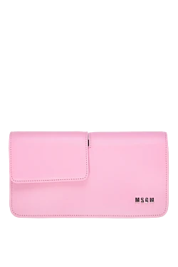 Women's pink leather and polyurethane bag