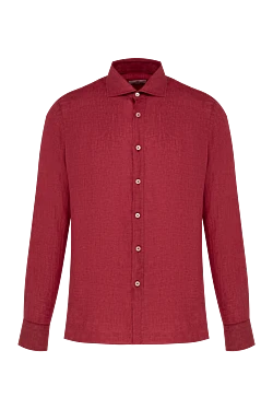 Men's linen shirt in burgundy