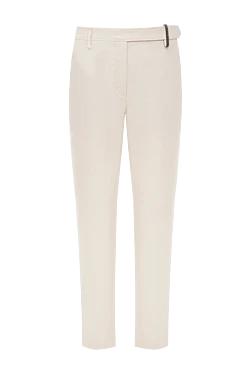 Beige cotton and elastane pants for women