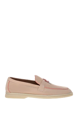 Women's pink suede loafers