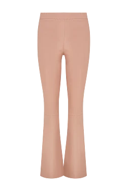 Pants made of genuine leather for women pink