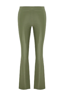 Pants made of genuine leather for women green