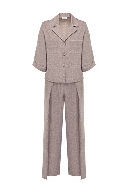 Women's suit with trousers brown with short sleeves