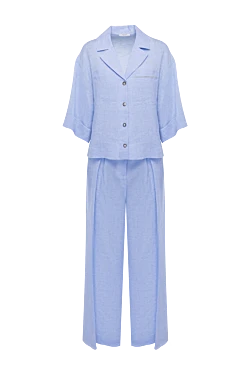 Blue women's suit with linen pants