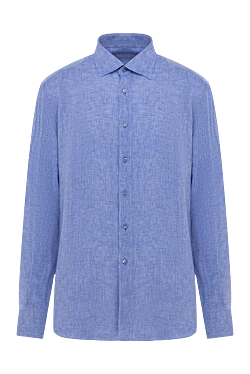 Сорочка із льону чоловіча блакитна