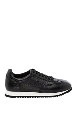 Men's black sneakers made of genuine leather