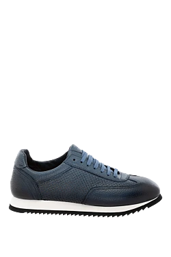 Sneakers made of genuine leather blue for men