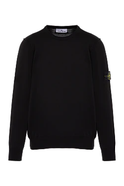 Men's black cotton jumper with patch