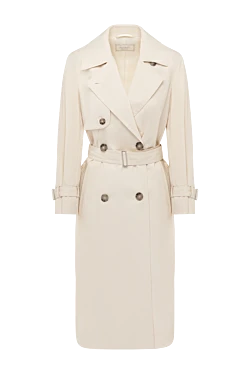 Beige cotton and polyamide coat for women