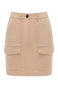 Beige cotton and elastane mini skirt for women