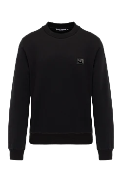 Men's black cotton sweatshirt with logo