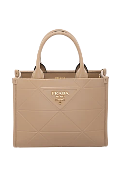 Women's beige bag made of genuine leather