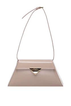 Women's beige bag made of genuine leather