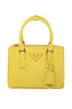 Yellow women's genuine leather bag