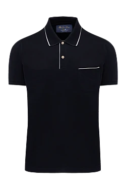 Men's black cotton and elastane polo with pocket