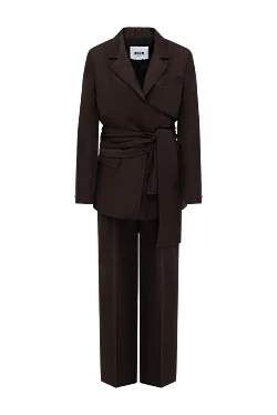 Brown women's suit with linen and viscose pants