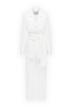 White women's suit with trousers made of linen and viscose.