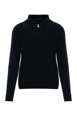 Black long sleeve polo with zipper men's wool