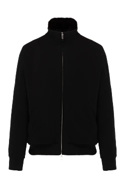Black cashmere and fur jacket for men