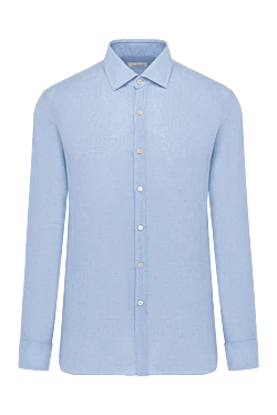 Blue men's shirt made of linen