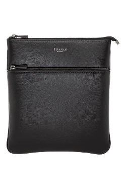 Men's black shoulder bag in genuine leather