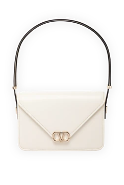 Women's bag, white, made of genuine leather