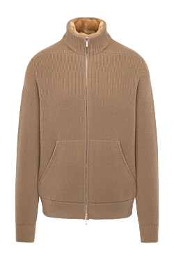 Beige cashmere cardigan for men