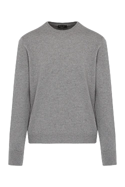 Men's gray cashmere long sleeve jumper