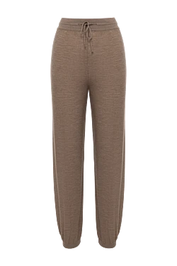 Women's brown knitted cashmere trousers