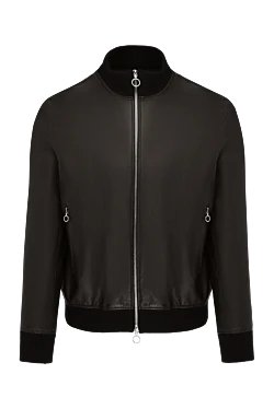 Men's black jacket made of genuine leather