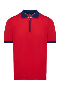 Men's red cotton polo with contrasting collar