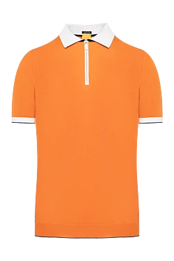 Men's orange cotton polo with contrasting collar