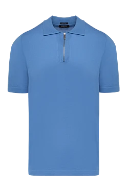 Men's blue cotton polo with a zipper