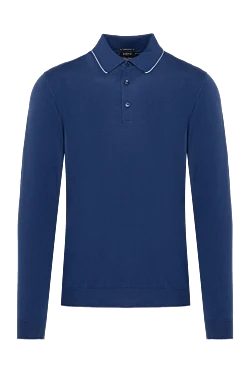 Polo with long sleeves for men blue from cotton