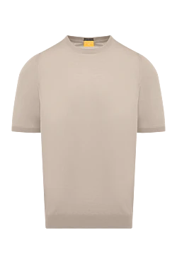 Men's beige cotton jumper with short sleeves