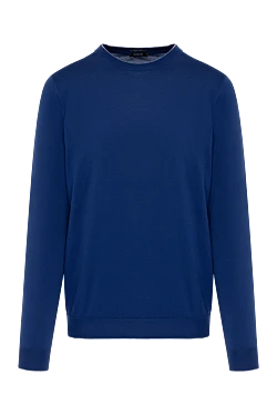 Men's blue cotton long sleeve jumper