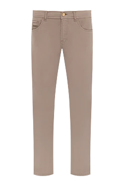 Men's beige jeans made of cotton and elastomer