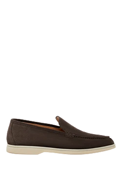 Brown men's suede loafers